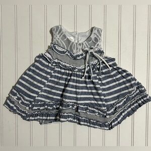 Isabella & Chloe Baby Shirt Size 18 Months Gray White  Stripped Lace Embroidered